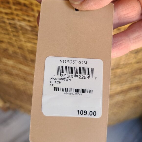 NWT Nordstrom Halogen Drape Front Jacket Black Faux Leather Moto Boho Rock 1X - Picture 2 of 6